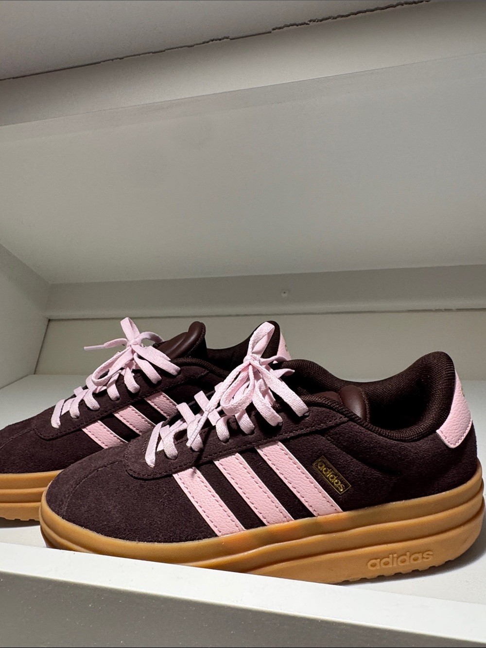 adidas Pink & Brown Suede Platform Sneakers size 4.5